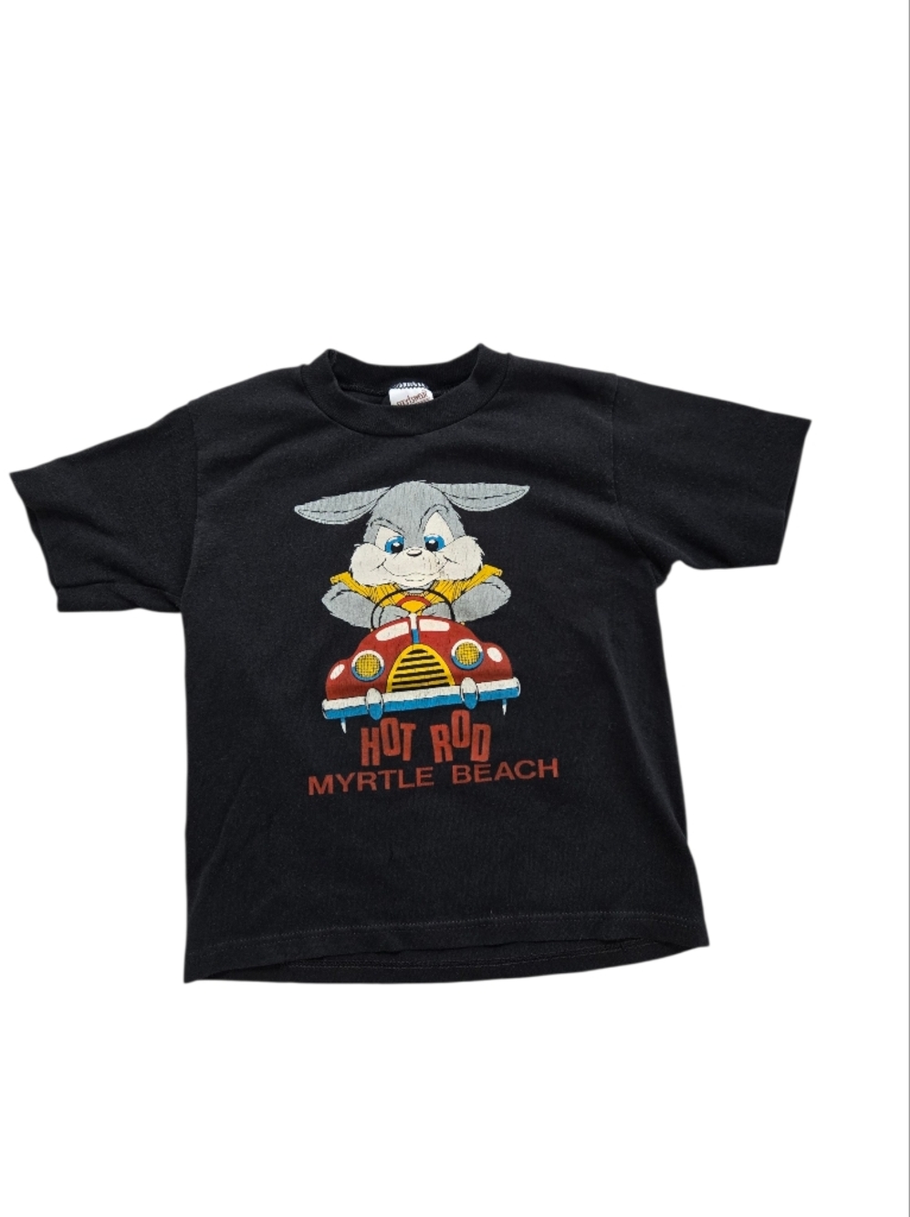 Black 1980s-1990s Vintage Single Stitch Hot Rod Myrtle Beach Graphic Tee